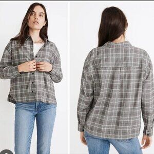 Madewell Plaid Westlake Shirt in Gray Menswear Plaid Women Style #MA837 Size XS